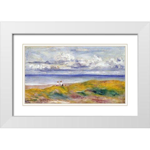 On The Cliffs White Modern Wood Framed Art Print with Double Matting by Renoir, Pierre-Auguste