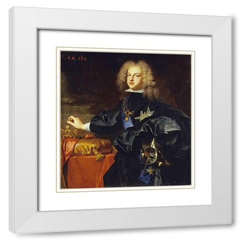 Portrait of King Philip V of Spain White Modern Wood Framed Art Print with Double Matting by Rigaud, Hyacinthe