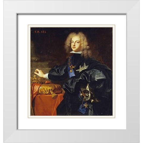 Portrait of King Philip V of Spain White Modern Wood Framed Art Print with Double Matting by Rigaud, Hyacinthe