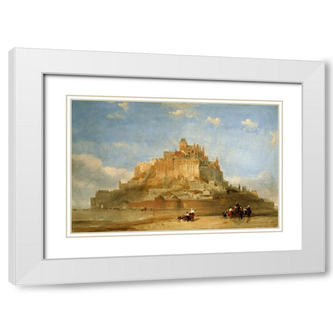 Mont St Michel From The Sands White Modern Wood Framed Art Print with Double Matting by Roberts, David