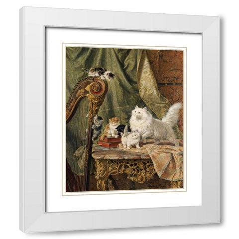 A Musical Interlude White Modern Wood Framed Art Print with Double Matting by Ronner-Knip, Henriette