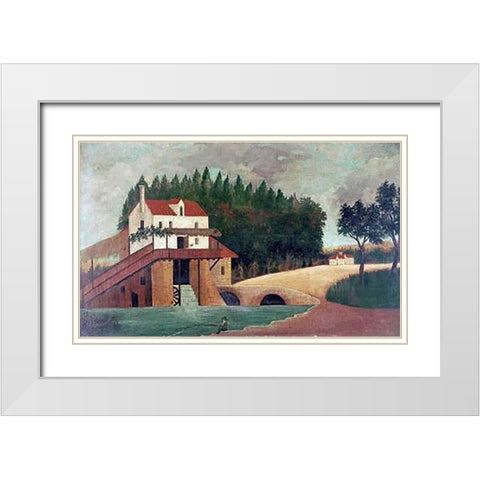 The Mill White Modern Wood Framed Art Print with Double Matting by Rousseau, Henri