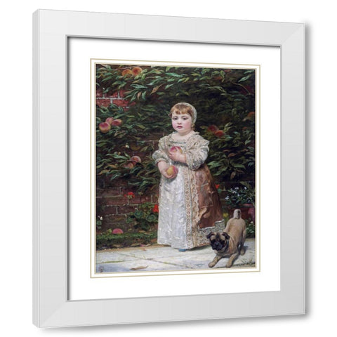 Peaches White Modern Wood Framed Art Print with Double Matting by Sant, James