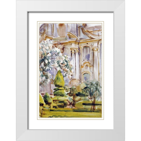 Palace and Gardens, Spain White Modern Wood Framed Art Print with Double Matting by Sargent, John Singer