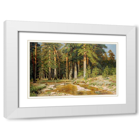 The Mast-Tree Grove, Study White Modern Wood Framed Art Print with Double Matting by Shishkin, Ivan Ivanovich