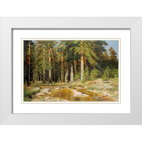 The Mast-Tree Grove, Study White Modern Wood Framed Art Print with Double Matting by Shishkin, Ivan Ivanovich