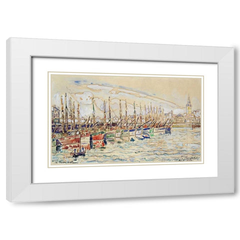 Les Sable DOlonne White Modern Wood Framed Art Print with Double Matting by Signac, Paul