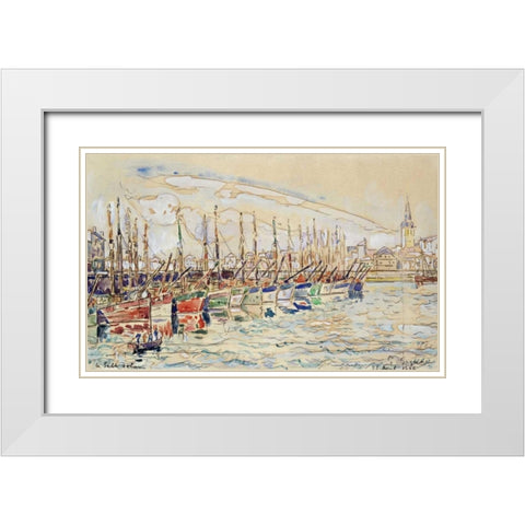 Les Sable DOlonne White Modern Wood Framed Art Print with Double Matting by Signac, Paul
