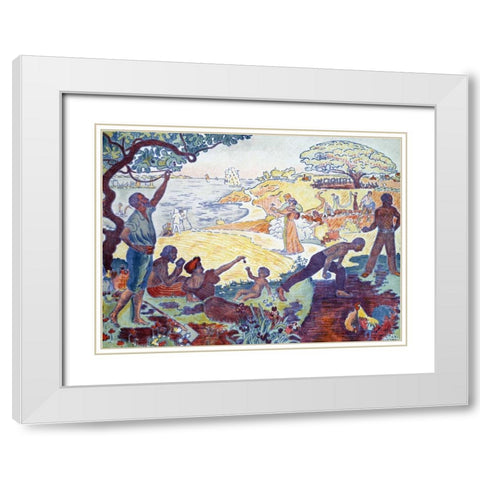 Time of Harmony White Modern Wood Framed Art Print with Double Matting by Signac, Paul