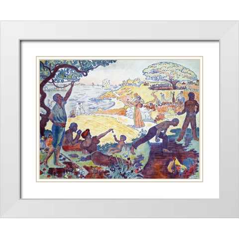 Time of Harmony White Modern Wood Framed Art Print with Double Matting by Signac, Paul