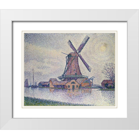 Moulin DEdam White Modern Wood Framed Art Print with Double Matting by Signac, Paul