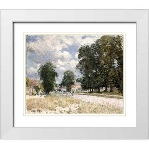 The Road To Marly-Le-Roi White Modern Wood Framed Art Print with Double Matting by Sisley, Alfred