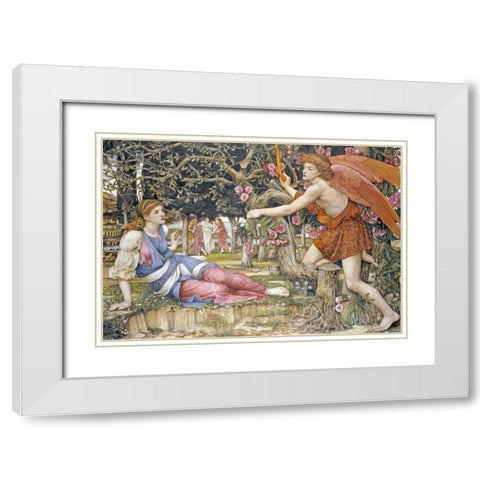 Love and The Maiden White Modern Wood Framed Art Print with Double Matting by Stanhope, John Roddam Spencer