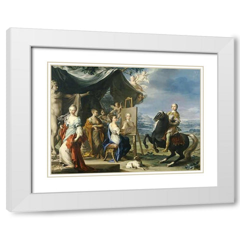 Equestrian Portrait of a Nobleman White Modern Wood Framed Art Print with Double Matting by Stern, Ignaz