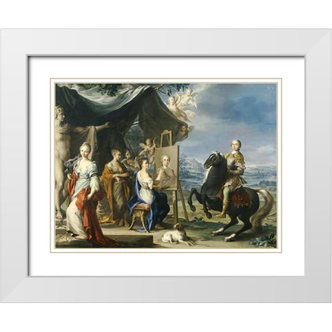 Equestrian Portrait of a Nobleman White Modern Wood Framed Art Print with Double Matting by Stern, Ignaz