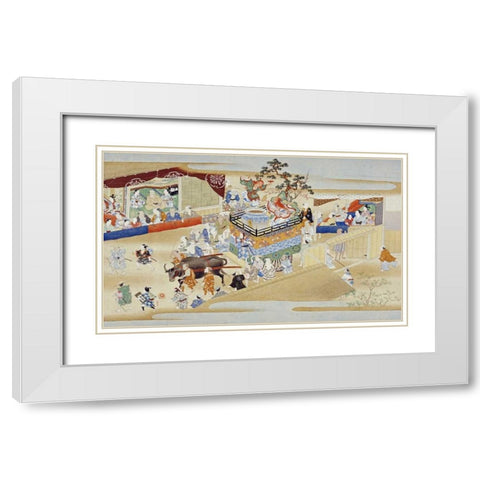 Festival Scene White Modern Wood Framed Art Print with Double Matting by Sumiyoshi School
