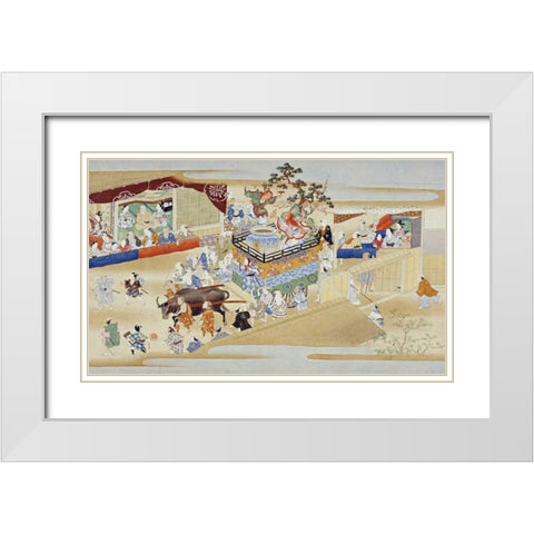 Festival Scene White Modern Wood Framed Art Print with Double Matting by Sumiyoshi School