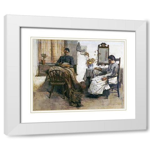 Quiet Moments White Modern Wood Framed Art Print with Double Matting by Tayler, Albert Chevallier