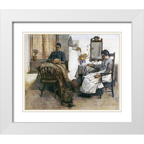 Quiet Moments White Modern Wood Framed Art Print with Double Matting by Tayler, Albert Chevallier