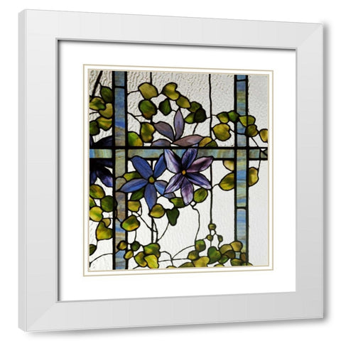 Detail of a Clematis White Modern Wood Framed Art Print with Double Matting by Tiffany Studios