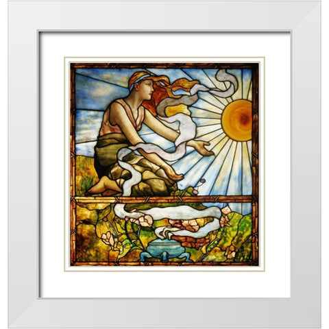 Window White Modern Wood Framed Art Print with Double Matting by Tiffany Studios