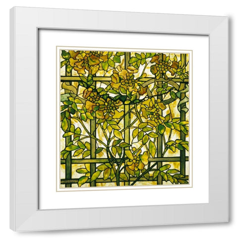Trumpet Vine White Modern Wood Framed Art Print with Double Matting by Tiffany Studios