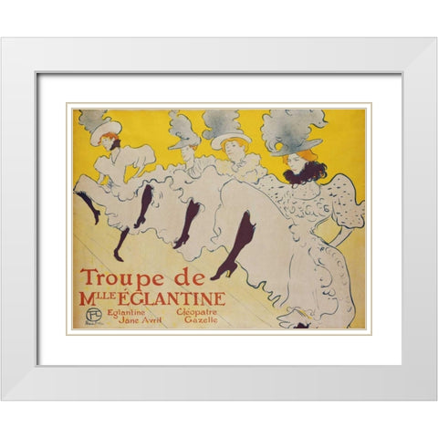 La Troupe De Mademoiselle Eglantine White Modern Wood Framed Art Print with Double Matting by Toulouse-Lautrec, Henri