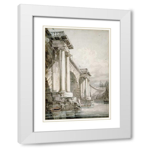 Old Blackfriars Bridge, London White Modern Wood Framed Art Print with Double Matting by Turner, Joseph M.W.