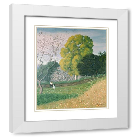 The Green Tree, Cagnes White Modern Wood Framed Art Print with Double Matting by Vallotton, Felix