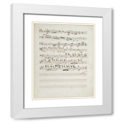 Manuscripts of The Quartet In a Minor Opus 132 White Modern Wood Framed Art Print with Double Matting by Beethoven, Ludwig Van