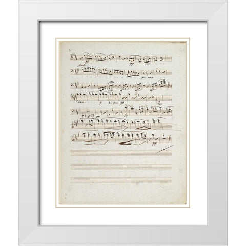 Manuscripts of The Quartet In a Minor Opus 132 White Modern Wood Framed Art Print with Double Matting by Beethoven, Ludwig Van