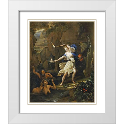 Circe Transforming Scylla White Modern Wood Framed Art Print with Double Matting by Van Der Neer, Eglon Hendrick