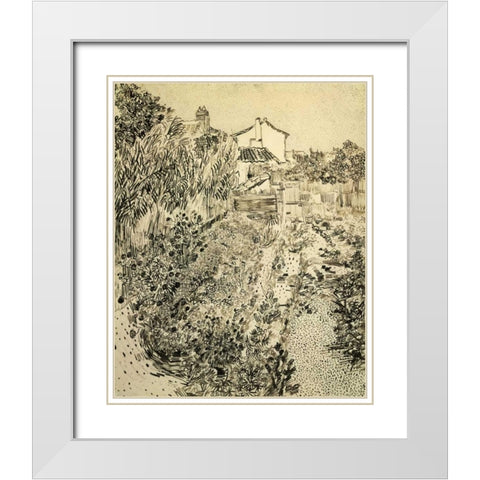 The Flower Garden White Modern Wood Framed Art Print with Double Matting by Van Gogh, Vincent