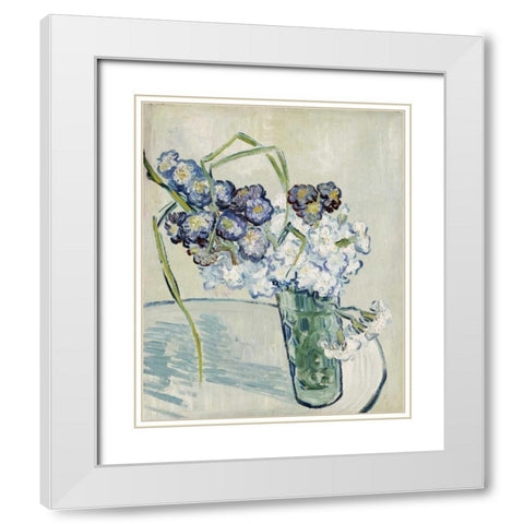 Still Life, Vase of Carnations White Modern Wood Framed Art Print with Double Matting by Van Gogh, Vincent