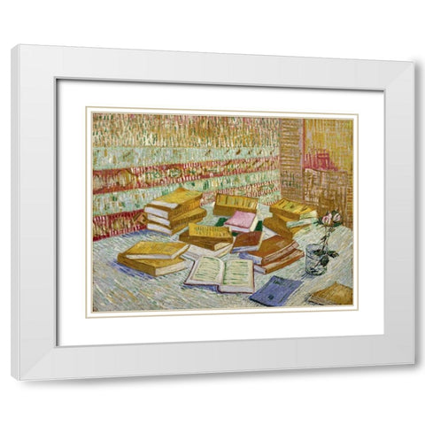 The Parisian Novels White Modern Wood Framed Art Print with Double Matting by Van Gogh, Vincent