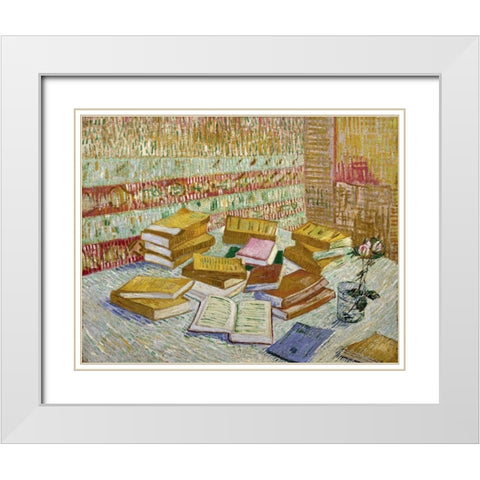 The Parisian Novels White Modern Wood Framed Art Print with Double Matting by Van Gogh, Vincent
