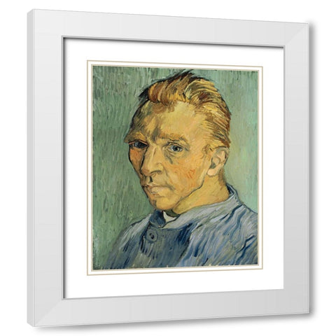Self Portrait Without Beard White Modern Wood Framed Art Print with Double Matting by Van Gogh, Vincent