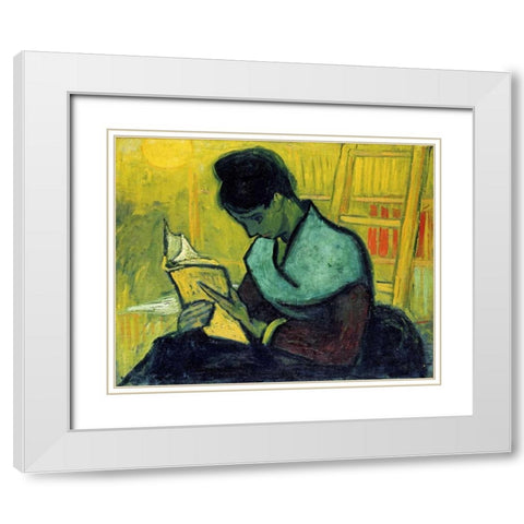 A Novel Reader White Modern Wood Framed Art Print with Double Matting by Van Gogh, Vincent