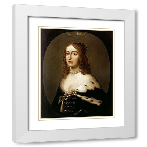Portrait of Elizabeth, Queen of Bohemia White Modern Wood Framed Art Print with Double Matting by Van Honthorst, Gerrit