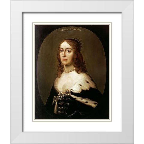 Portrait of Elizabeth, Queen of Bohemia White Modern Wood Framed Art Print with Double Matting by Van Honthorst, Gerrit