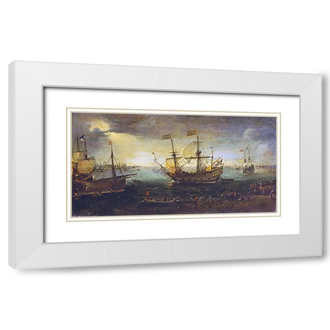 3 Master Firing a Saluted White Modern Wood Framed Art Print with Double Matting by Van Wieringen, Cornelis Claesz