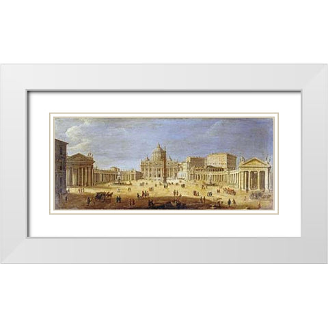 Piazza S.Pietro, Rome White Modern Wood Framed Art Print with Double Matting by Van Wittel, Gaspar