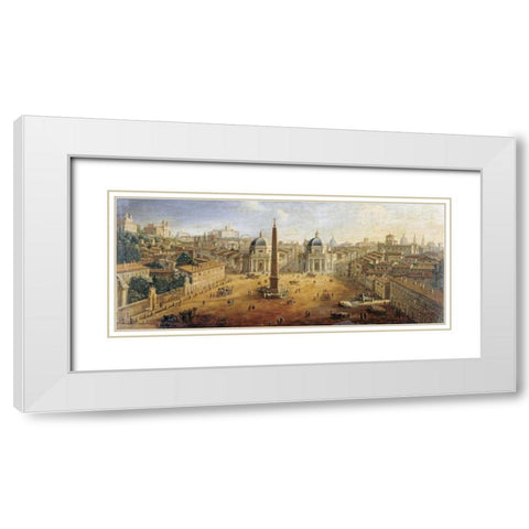 Piazza Del Popolo, Rome White Modern Wood Framed Art Print with Double Matting by Van Wittel, Gaspar