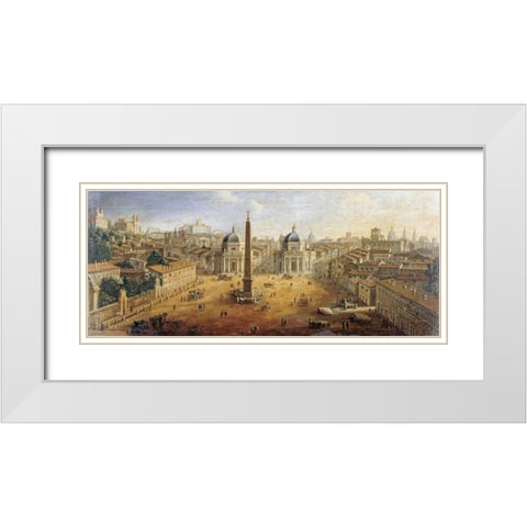 Piazza Del Popolo, Rome White Modern Wood Framed Art Print with Double Matting by Van Wittel, Gaspar