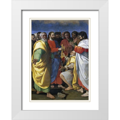 Christs Charge To Saint Peter White Modern Wood Framed Art Print with Double Matting by Vermiglio, Giuseppe