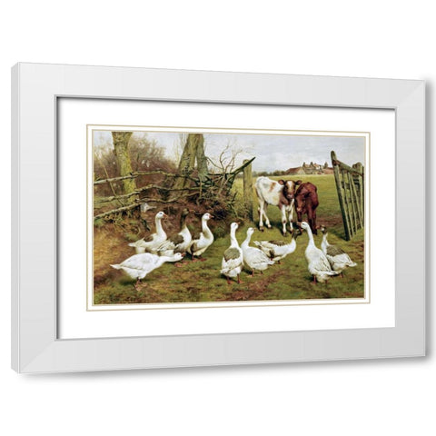 The Disputed Gate White Modern Wood Framed Art Print with Double Matting by Weekes, Herbert William
