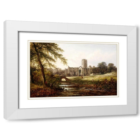 Rievaulx Abbey White Modern Wood Framed Art Print with Double Matting by Williams, Walter
