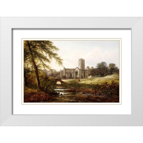Rievaulx Abbey White Modern Wood Framed Art Print with Double Matting by Williams, Walter