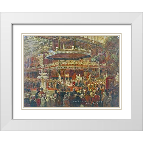 The Opening of The Great Exhibition White Modern Wood Framed Art Print with Double Matting by Wingfield, James Digman