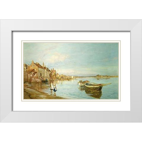 All On a Summerss Day, at Bosham, Sussex White Modern Wood Framed Art Print with Double Matting by Wyllie, Charles William